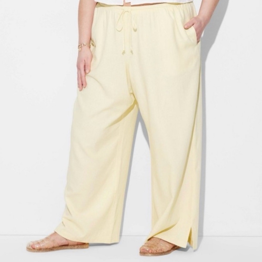 Pastel Yellow Wide-Leg Pants